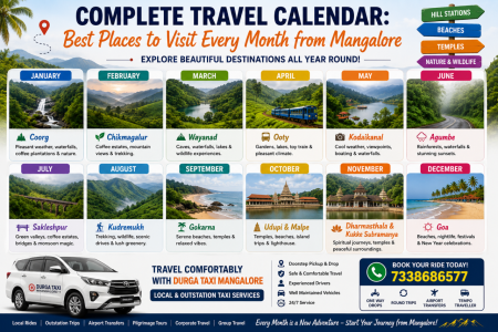 Complete Travel Calendar: Best Places to Visit Every Month from Mangalore - Durga Taxi Mangalore